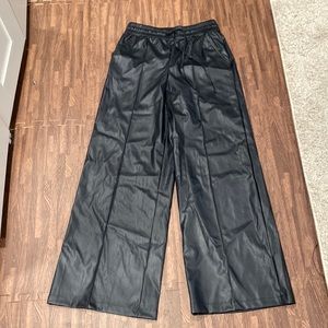 Faux leather wide leg pants.SZ S